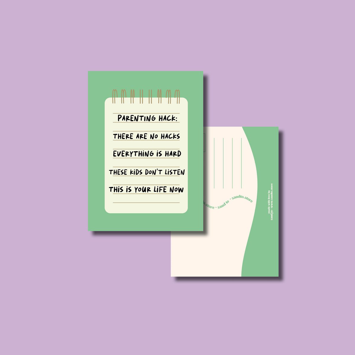 Parenting hacks - Wenskaart met envelop