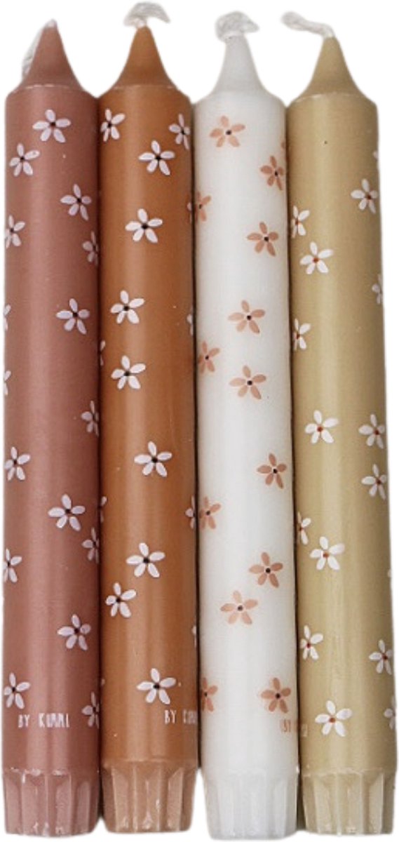 Dinerkaarsen - Roze Daisy Flower set van 4