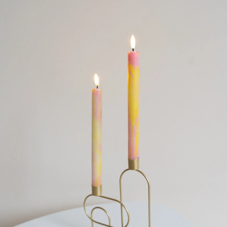 Led kaarsen set van 2 - Marble Sunrise