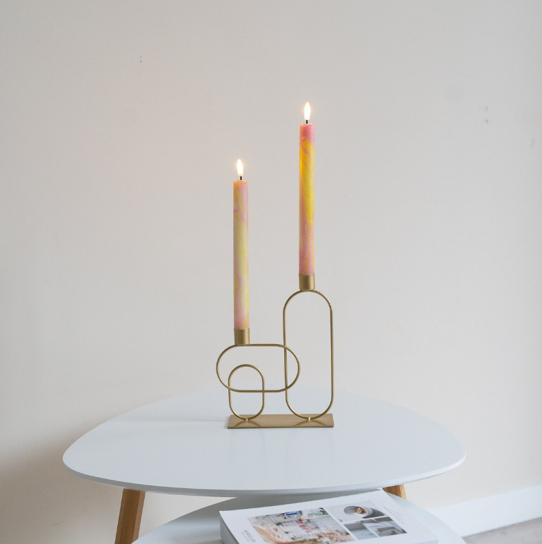 Led kaarsen set van 2 - Marble Sunrise