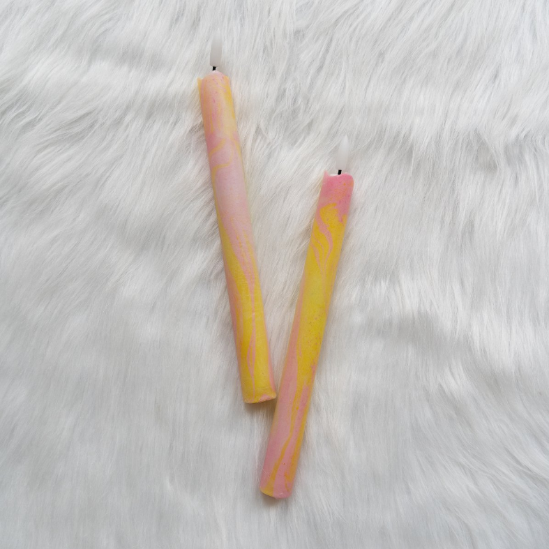 Led kaarsen set van 2 - Marble Sunrise