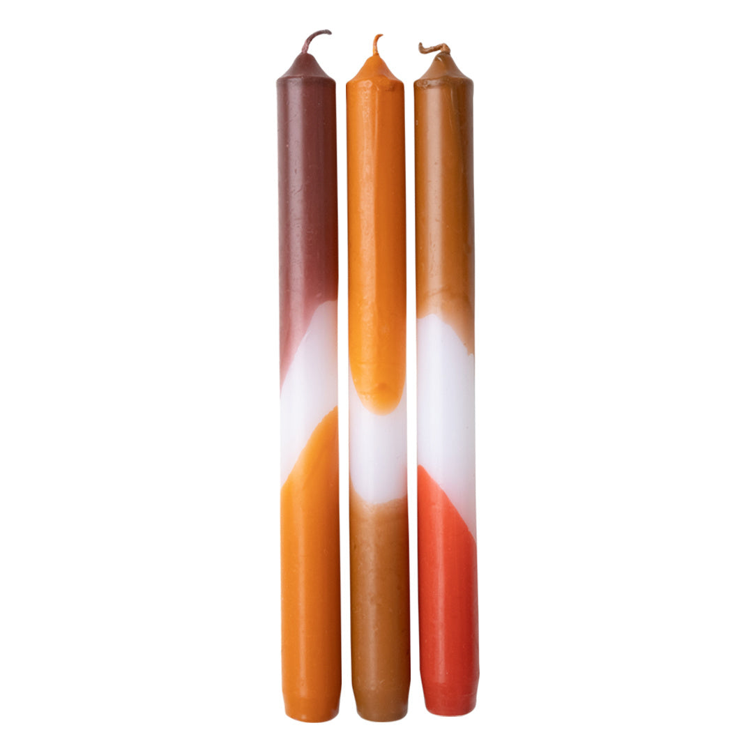 Dip Dye dinerkaarsen - Aardetinten set van 3