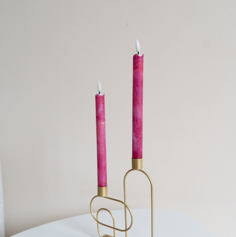 Led kaarsen set van 2 - Marble Dream