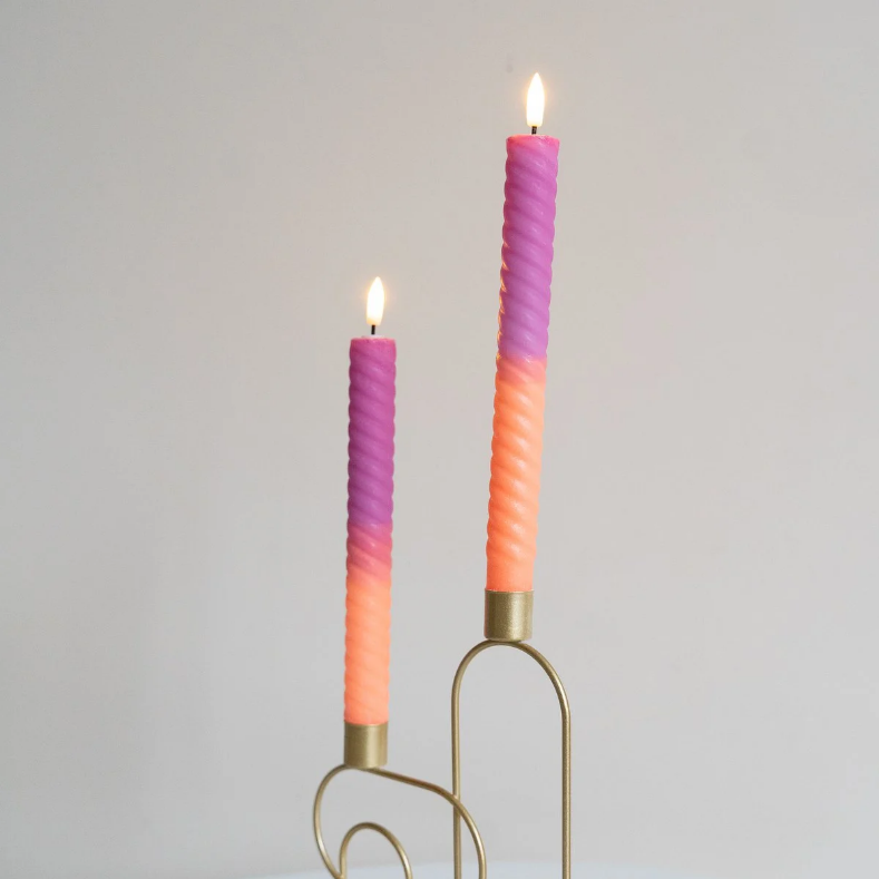 Led kaarsen set van 2 - Twisted dip dye Neon Love