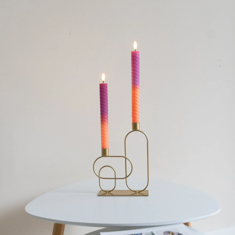 Led kaarsen set van 2 - Twisted dip dye Neon Love