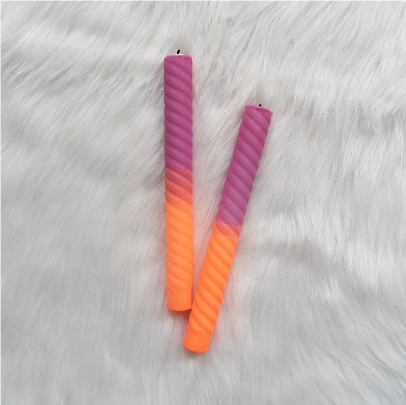 Led kaarsen set van 2 - Twisted dip dye Neon Love