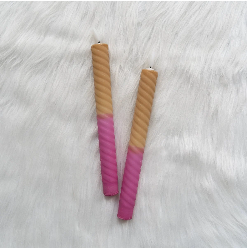 Led kaarsen set van 2 - Twisted dip dye Aurora