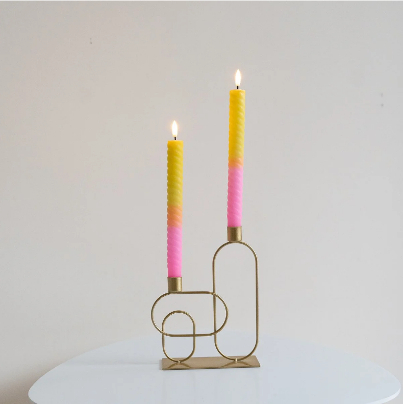 Led kaarsen set van 2 - Twisted dip dye Cheesecake