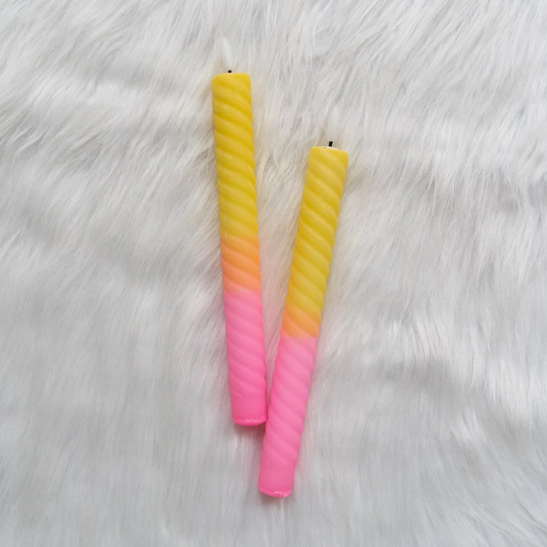 Led kaarsen set van 2 - Twisted dip dye Cheesecake
