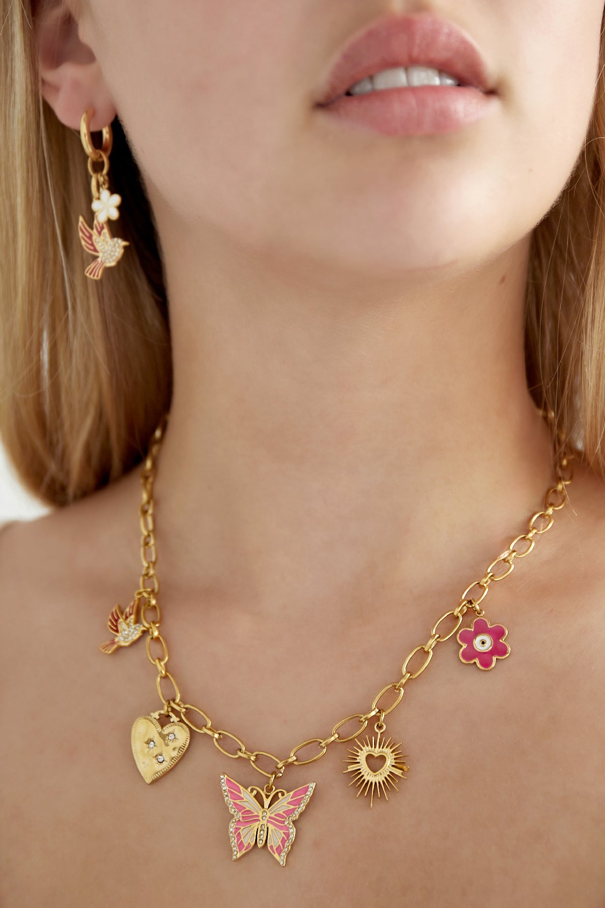 Bedelketting nature calls - goud roze