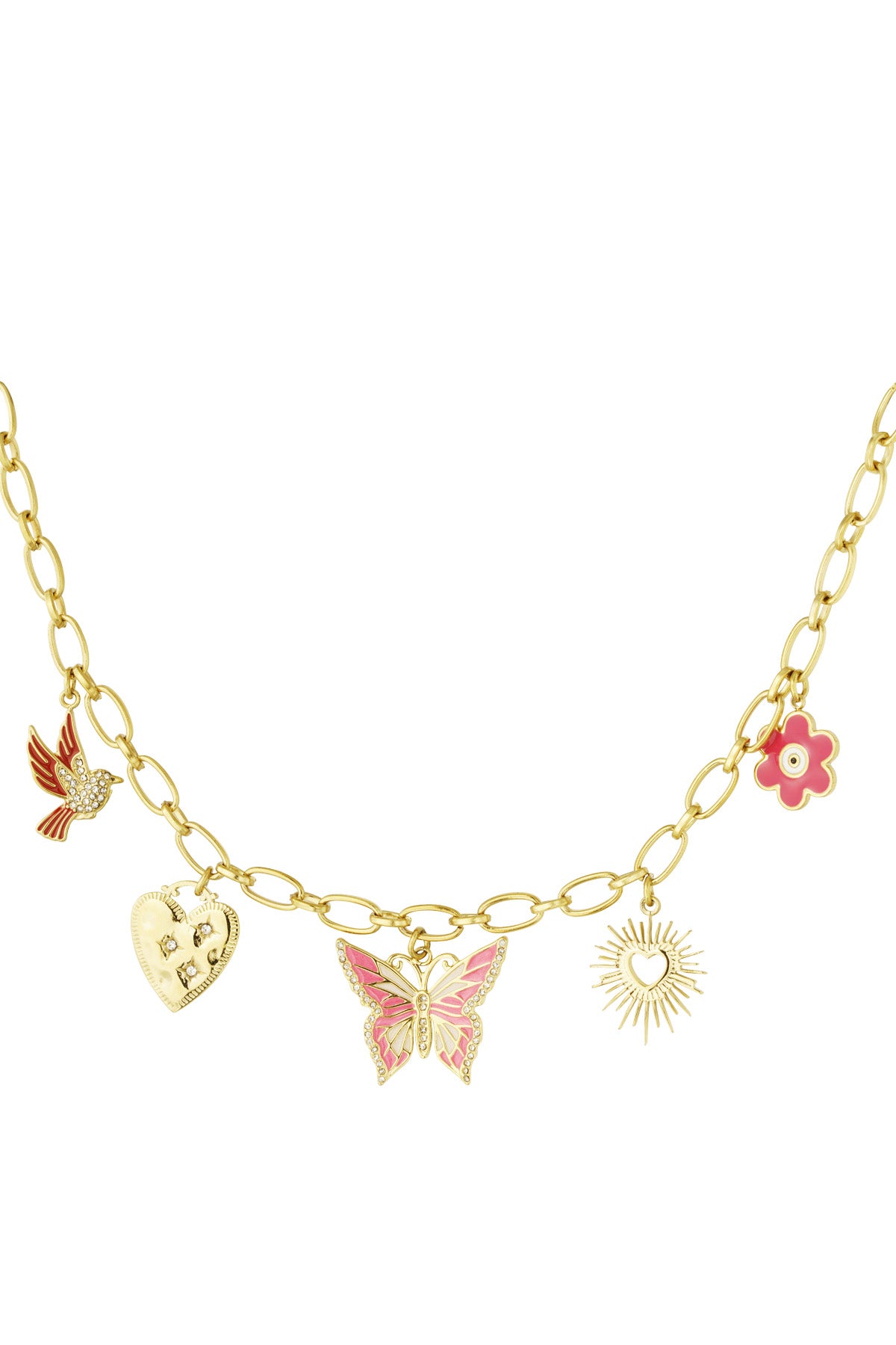 Bedelketting nature calls - goud roze