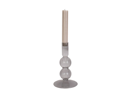 Glazen kandelaar - Swirl Bubbles Zwart