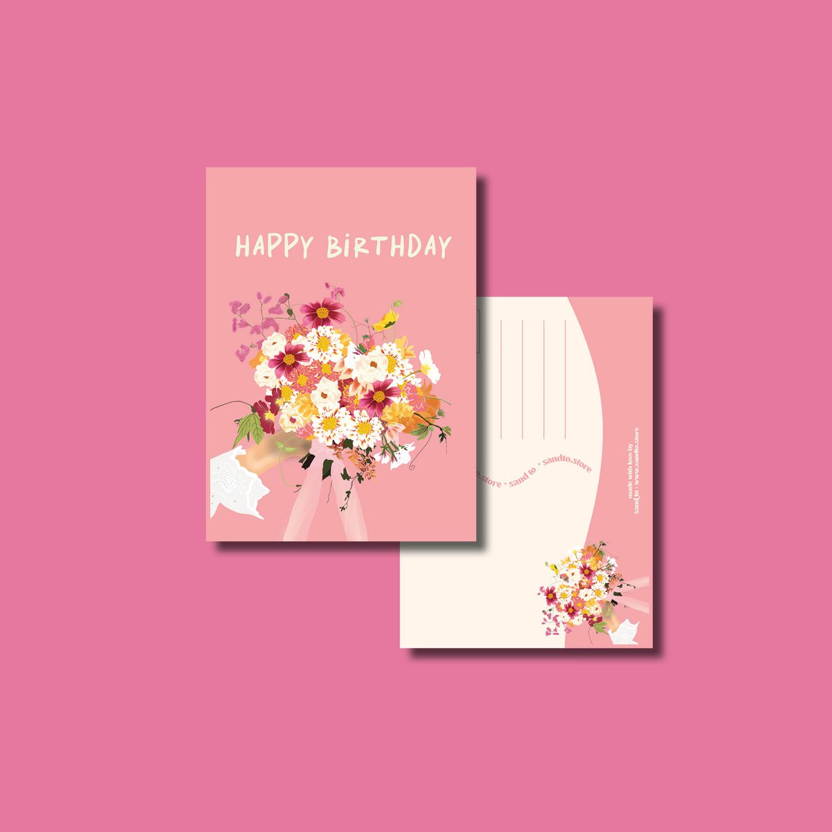 Birthday Flowers - Wenskaart met envelop