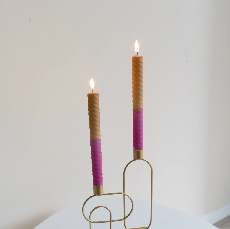 Led kaarsen set van 2 - Twisted dip dye Aurora